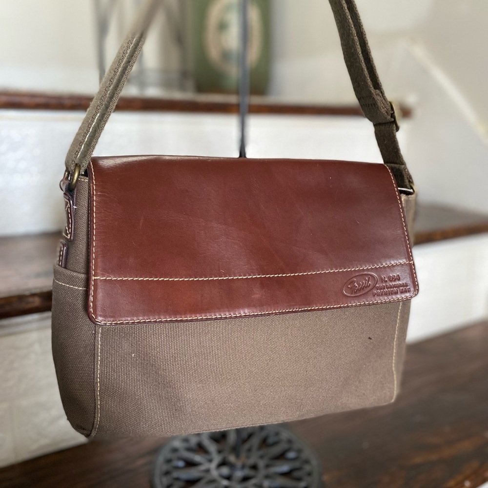 Vintage Fossil canvas/leather messenger bag
